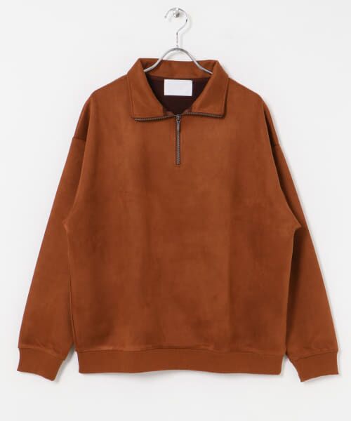 ＊＊URBAN RESEARCH / アーバンリサーチ Tシャツ | URBAN RESEARCH iD　フェイクスエードハーフZIPプルオーバー（BROWN）