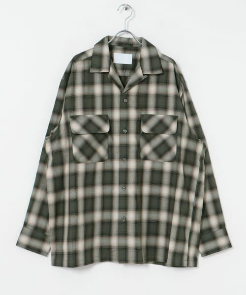 ＊＊URBAN RESEARCH / アーバンリサーチ シャツ・ブラウス | URBAN RESEARCH iD　オンブレーチェックオープンカラーシャツ（GRAY）