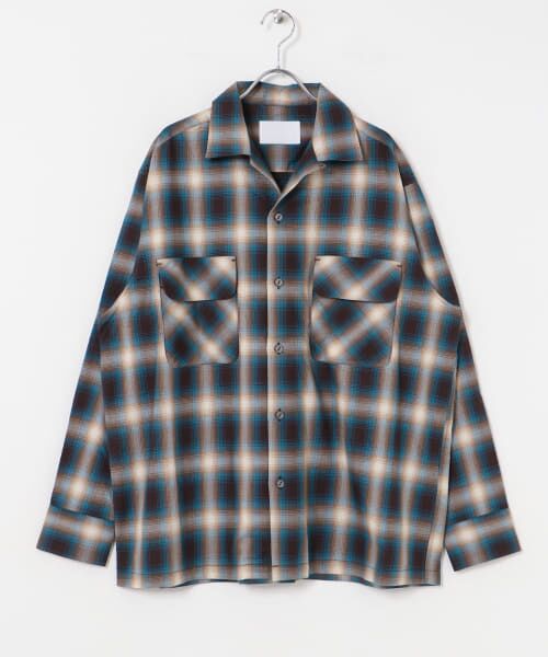 ＊＊URBAN RESEARCH / アーバンリサーチ シャツ・ブラウス | URBAN RESEARCH iD　オンブレーチェックオープンカラーシャツ（BROWN）