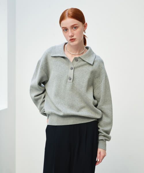 ＊＊URBAN RESEARCH / アーバンリサーチ ニット・セーター | スウェットライクシャツカラーニット（GRAY）