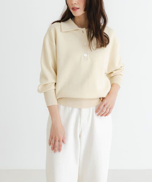 ＊＊URBAN RESEARCH / アーバンリサーチ ニット・セーター | スウェットライクシャツカラーニット（BEIGE）