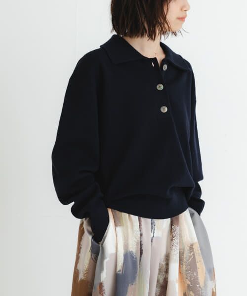 ＊＊URBAN RESEARCH / アーバンリサーチ ニット・セーター | スウェットライクシャツカラーニット（NAVY）