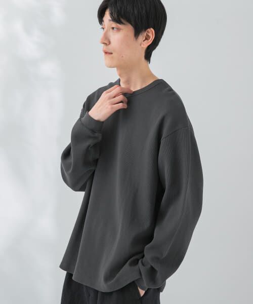 ＊＊URBAN RESEARCH / アーバンリサーチ Tシャツ | 『UR TECH』度詰めワッフルロングスリーブ（CHARCOAL）