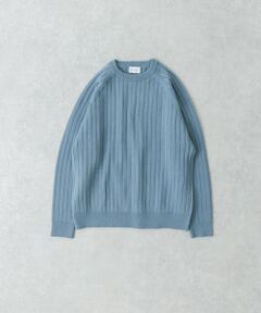 new basic COTTON CASHMERE WIDE RIB CREW NECK KNIT