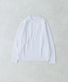 new basic COTTON CASHMERE WIDE RIB CREW NECK KNIT