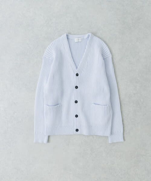 ＊＊URBAN RESEARCH / アーバンリサーチ カーディガン・ボレロ | new basic COTTON CASHMERE WIDE RIB CARDIGAN（L SAX）