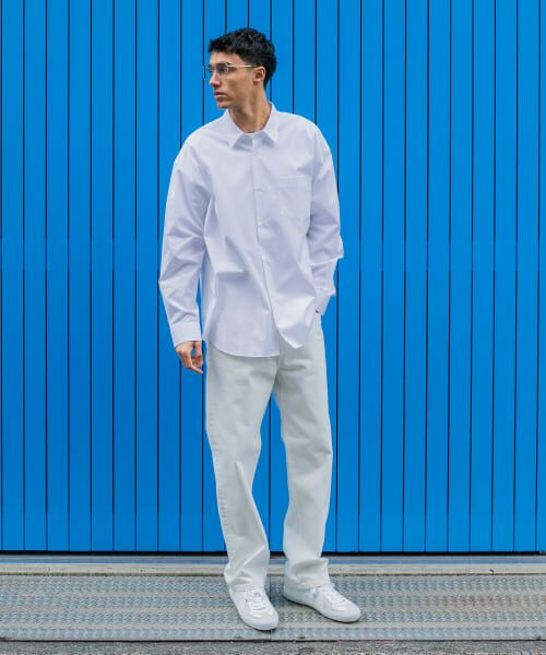 美品 URBAN RESEARCH×THOMAS MASON シャツ ブルー L URBAN RESEARCH THOMAS MASON ブルーシャツ L 新 発売