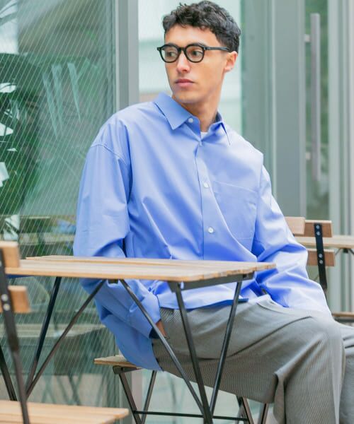 美品 URBAN RESEARCH×THOMAS MASON シャツ ブルー L 絶大な人気を誇るTHOMAS MASON for URBAN RESEARCHより2022 S/S