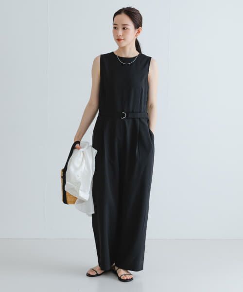 美品　t.b2　センソユニコ　黒　サロペット　オールインワン　L　ゆったり　LL 美品 t.b2 センソユニコ 黒 サロペット オールインワン L