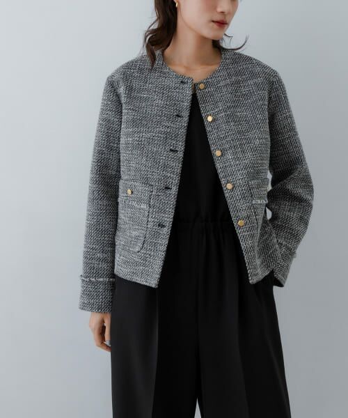Aga ノーカラージャケット シャークベージュ ノーカラージャケット セットアップ着用可