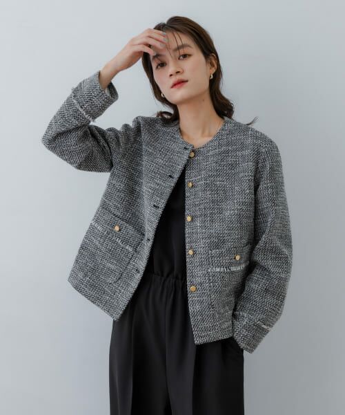 LE’RURE ノーカラージャケット アイボリー trim_ofalv_item8c65dff6bdec11e