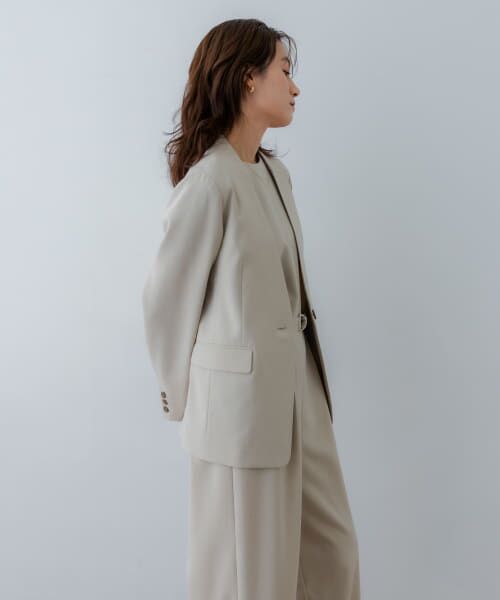 セール】 『2サイズ展開』ノーカラージャケット （ノーカラー