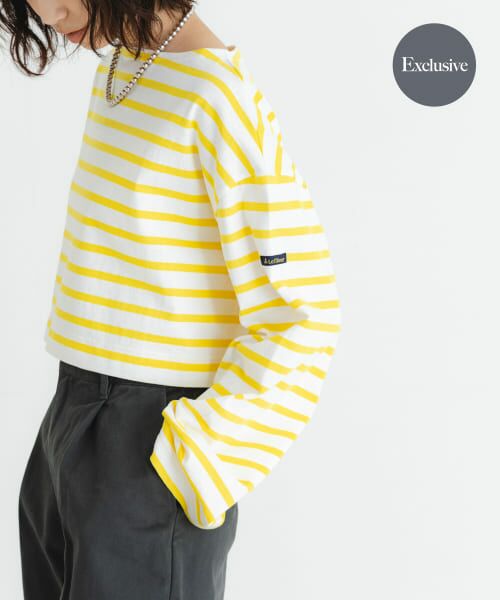 ＊＊URBAN RESEARCH / アーバンリサーチ Tシャツ | 『WEB/一部店舗限定』『別注』Le minor×UR　Border cropped Tee（Bla/Jau F）