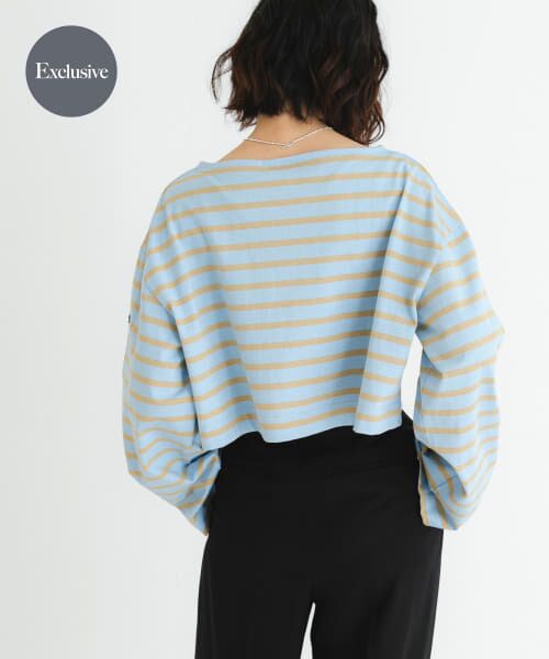 ＊＊URBAN RESEARCH / アーバンリサーチ Tシャツ | 『WEB/一部店舗限定』『別注』Le minor×UR　Border cropped Tee（Sill/beige）