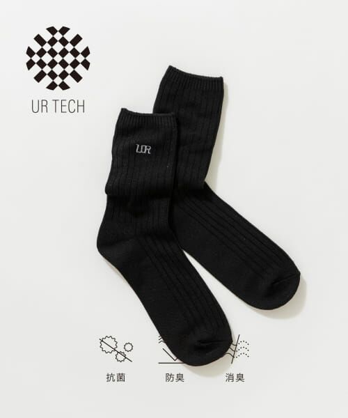 ＊＊URBAN RESEARCH / アーバンリサーチ ソックス | 『UR TECH』ロングリブ刺繍ソックス（BLACK）