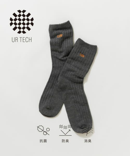＊＊URBAN RESEARCH / アーバンリサーチ ソックス | 『UR TECH』ロングリブ刺繍ソックス（CHARCOAL）