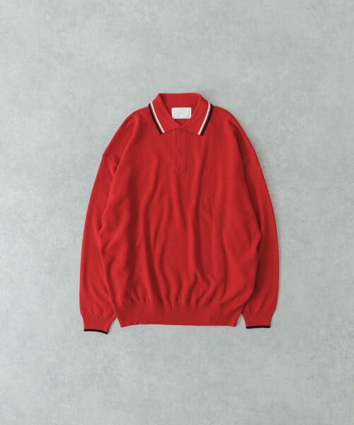 ＊＊URBAN RESEARCH / アーバンリサーチ ポロシャツ | URBAN RESEARCH iD　カノコオーバーニットポロ ロングスリーブ（RED）