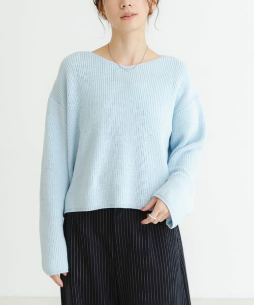 ＊＊URBAN RESEARCH / アーバンリサーチ ニット・セーター | テープヤーンVネック畦ニット（L.BLUE）