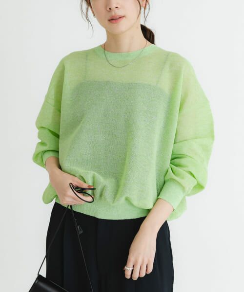＊＊URBAN RESEARCH / アーバンリサーチ ニット・セーター | new basic　リネン混スポンディッシュニットプルオーバー（LIME）