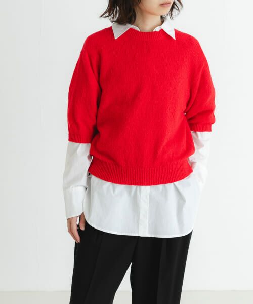 ＊＊URBAN RESEARCH / アーバンリサーチ ニット・セーター | ブークレハーフスリーブニット（RED）