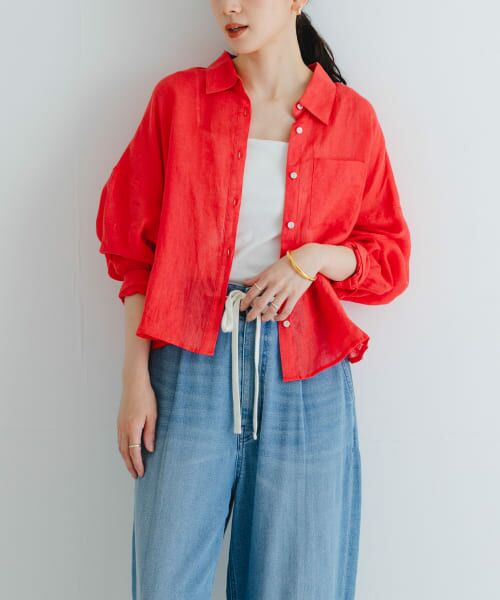 ＊＊URBAN RESEARCH / アーバンリサーチ シャツ・ブラウス | リネンワイドショートシャツ（RED）