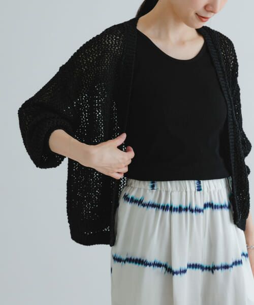 ＊＊URBAN RESEARCH / アーバンリサーチ カーディガン・ボレロ | 透かし柄2WAYニットカーディガン（BLACK）