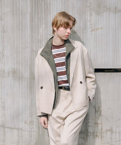 新品 リベラルアーツ 11万 リブアクセント ツイードジャケット L相当 白系 新品 リベラルアーツ 11万 リブアクセント ツイードジャケット L