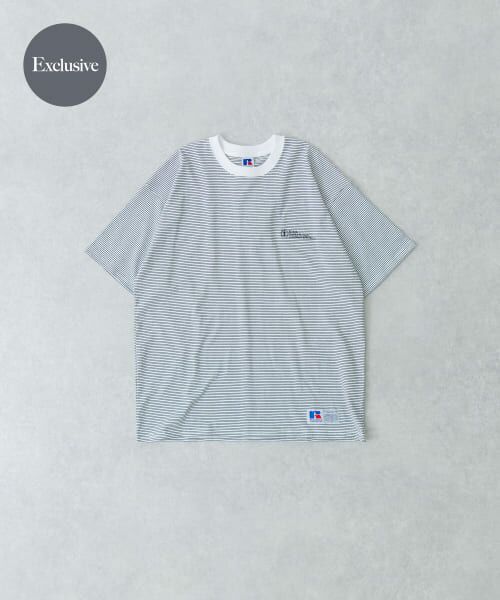 ＊＊URBAN RESEARCH / アーバンリサーチ Tシャツ | 『別注』RUSSELL ATHLETIC×UR　BORDER SHORT-SLEEVE TEE（WHITE）