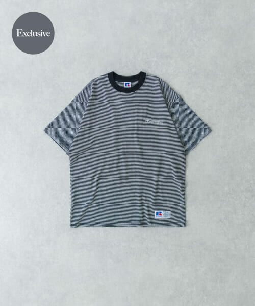 ＊＊URBAN RESEARCH / アーバンリサーチ Tシャツ | 『別注』RUSSELL ATHLETIC×UR　BORDER SHORT-SLEEVE TEE（NAVY）