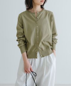 new basic　ハイゲージクルーネックニットカーディガン