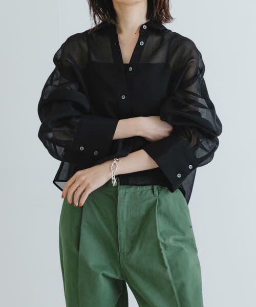 ＊＊URBAN RESEARCH / アーバンリサーチ シャツ・ブラウス | シアーワイドスリーブシャツ（BLACK）