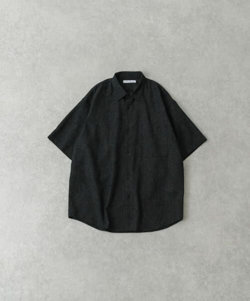 ＊＊URBAN RESEARCH / アーバンリサーチ シャツ・ブラウス | LINEN PIN HEAD SHORT-SLEEVE SHIRTS（BLACK）