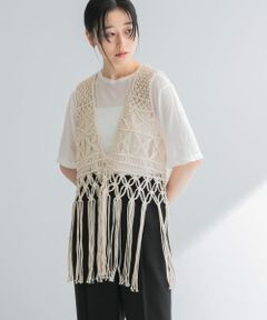 マクラメ編みハンドニットベスト