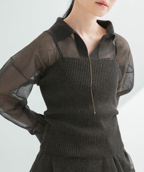 ＊＊URBAN RESEARCH / アーバンリサーチ キャミソール・チューブトップ | ラミー混リブシアーキャミソール（BROWN MIX）