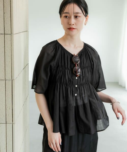＊＊URBAN RESEARCH / アーバンリサーチ シャツ・ブラウス | コットンボイルシャーリングブラウス（BLACK）