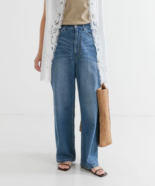 ＊＊URBAN RESEARCH / アーバンリサーチ デニムパンツ | 『3サイズ展開』綿麻デニムワイドストレートパンツ（BLUE）