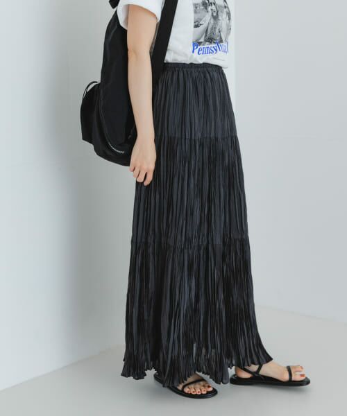 ＊＊URBAN RESEARCH / アーバンリサーチ スカート | ワッシャープリーツイージースカート（CHARCOAL）