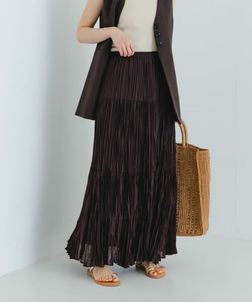 ＊＊URBAN RESEARCH / アーバンリサーチ スカート | ワッシャープリーツイージースカート（BROWN）