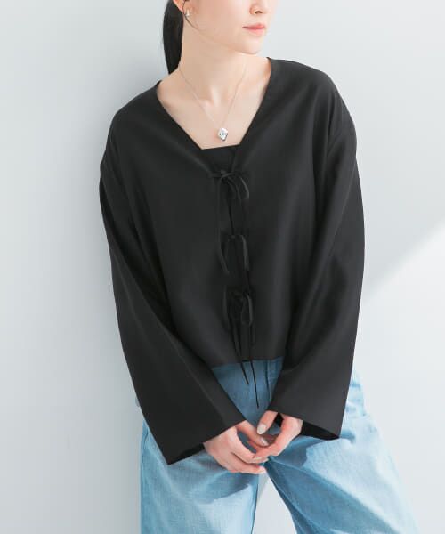 ＊＊URBAN RESEARCH / アーバンリサーチ シャツ・ブラウス | フロントリボンシアージャケット（BLACK）