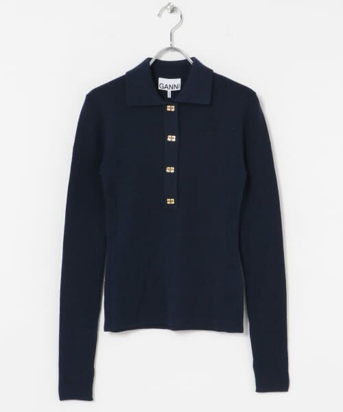 ＊＊URBAN RESEARCH / アーバンリサーチ ニット・セーター | GANNI　Mini Ribbed Merino Polo（SkyCaptain）