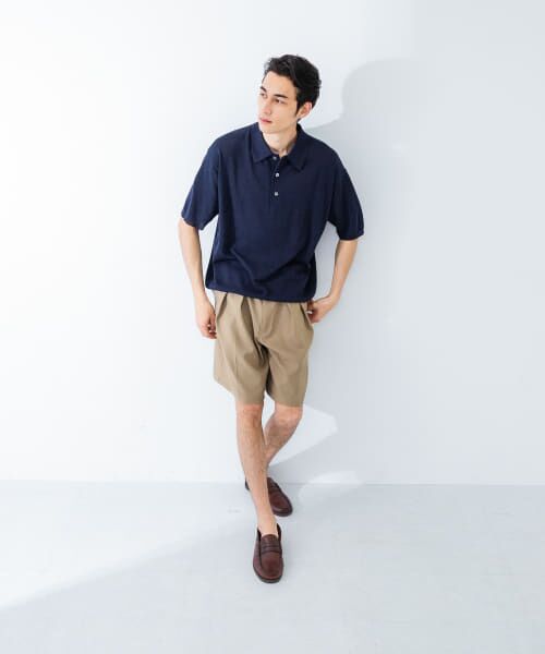 美品★アーバンリサーチ　ポロシャツ　半袖　ブラック　L　1.9万　綿　紺　春夏 ATON COTTON LAWN OS SHORT-SLEEVE SHIRTS （シャツ・ブラウス