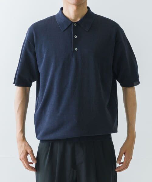 セール】 new basic ウールシルクニットポロ （ポロシャツ