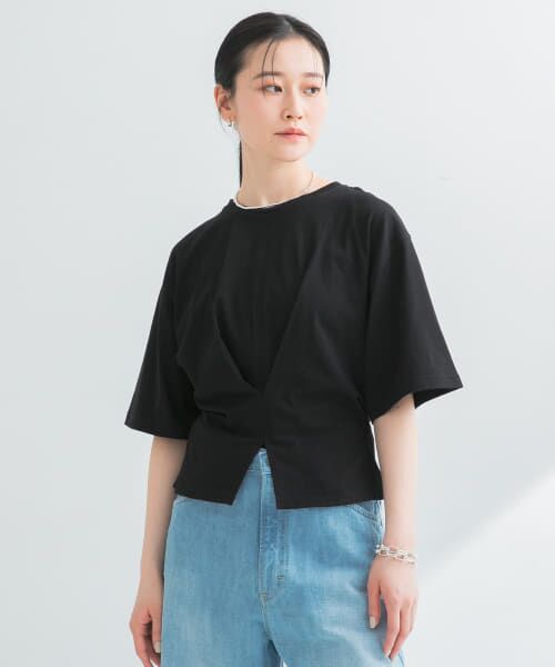 ＊＊URBAN RESEARCH / アーバンリサーチ Tシャツ | ウエストタックデザインカットソー（BLACK）