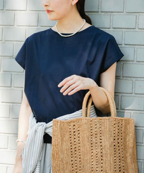 ＊＊URBAN RESEARCH / アーバンリサーチ Tシャツ | スーピマコットンボートネックカットソー（D.NAVY）