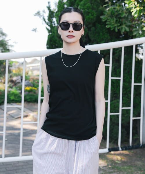 ＊＊URBAN RESEARCH / アーバンリサーチ Tシャツ | new basic　ドライツイストノースリーブカットソー（BLACK）