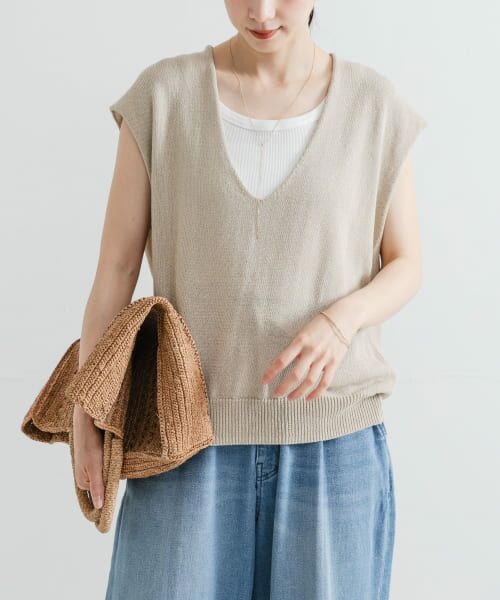 45R リネンニットベスト 45R リネンニット ベスト