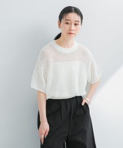 ＊＊URBAN RESEARCH / アーバンリサーチ ニット・セーター | 透かし柄ハーフスリーブニット