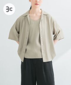 『接触冷感』キュプラオープンカラーシャツ
