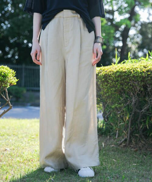＊＊URBAN RESEARCH / アーバンリサーチ その他パンツ | 『3サイズ展開』new basic　リネンイージーワイドスラックス（L.BEIGE）