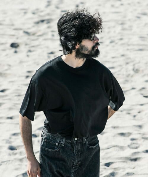 ＊＊URBAN RESEARCH / アーバンリサーチ Tシャツ | new basic　ウォッシャブルメリノウールショートスリーブTシャツ（BLACK）